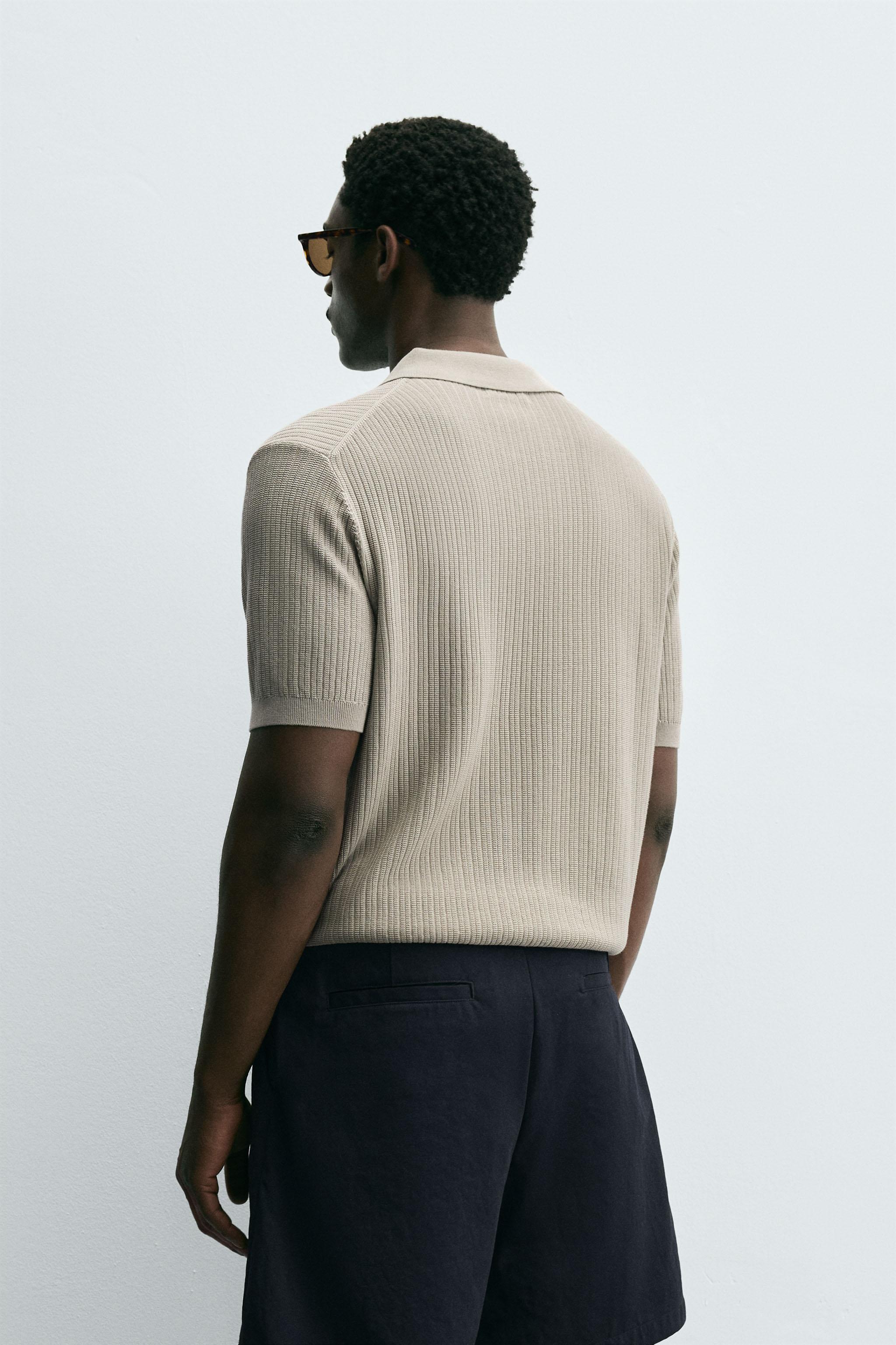 RIBBED KNIT POLO SHIRT